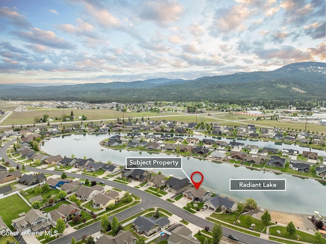 14441 N Pristine Cir, Rathdrum, ID 83858 - aerial view of property's location with a water and mountain view and nearby suburban area