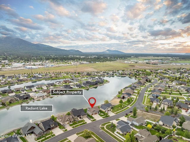 14441 N Pristine Cir, Rathdrum, ID 83858 - aerial overview of property's location featuring nearby suburban area and a water and mountain view
