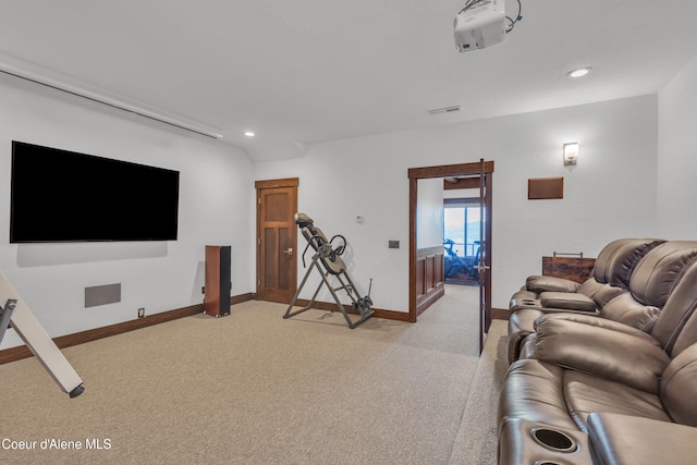 4618 S Scenic Dr, Coeur Dalene, ID 83814 - living room featuring light carpet, baseboards, and recessed lighting