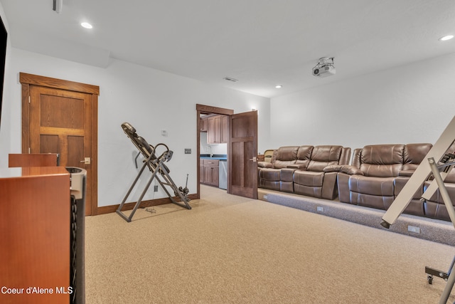4618 S Scenic Dr, Coeur Dalene, ID 83814 - exercise room featuring light colored carpet, recessed lighting, and baseboards