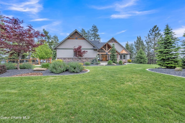 4618 S Scenic Dr, Coeur Dalene, ID 83814 - craftsman house featuring stone siding and a front yard