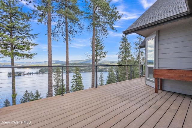4618 S Scenic Dr, Coeur Dalene, ID 83814 - wooden terrace featuring a water and mountain view