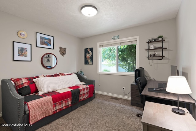 5030 E Frazier Dr, Post Falls, ID 83854 - carpeted bedroom with an office area, baseboards, and a textured ceiling