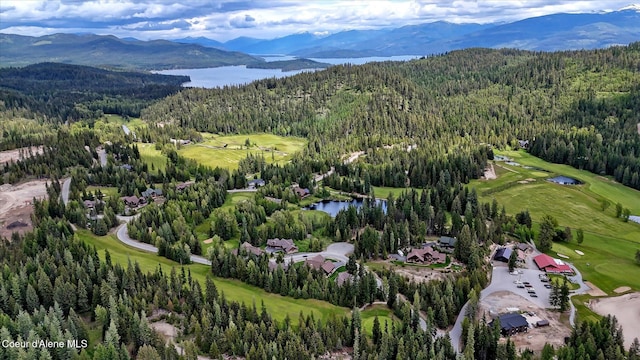 225 Fairway Dr, Priest Lake, ID 83856 - aerial overview of property's location with a forest and a water and mountain view