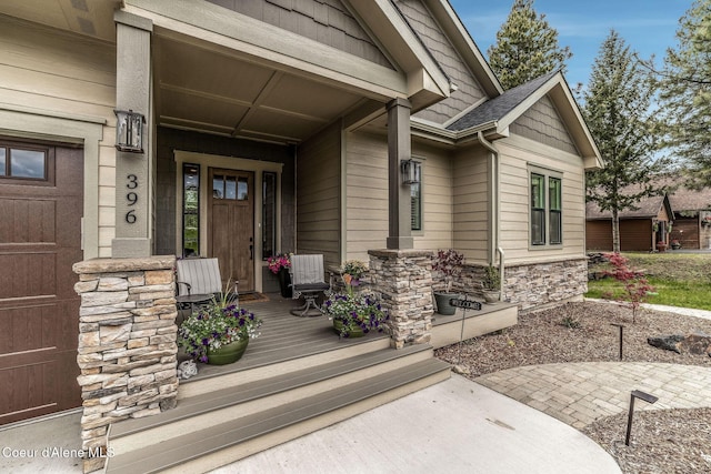 396 Hanaford Rd, Blanchard, ID 83804 - entrance to property with a porch and stone siding