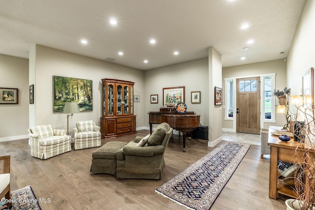 396 Hanaford Rd, Blanchard, ID 83804 - living area with recessed lighting, light wood-style floors, and baseboards