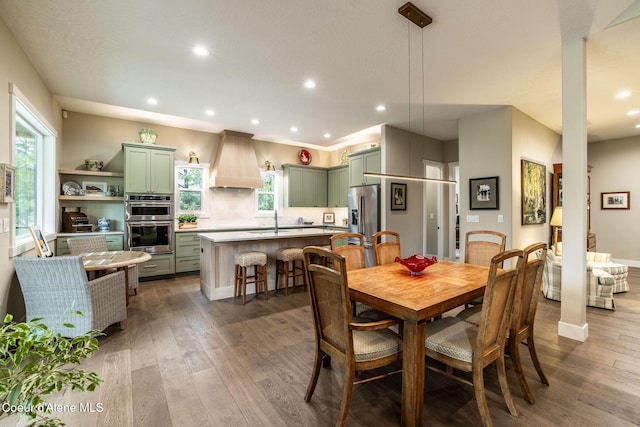 396 Hanaford Rd, Blanchard, ID 83804 - dining room with hardwood / wood-style floors and recessed lighting