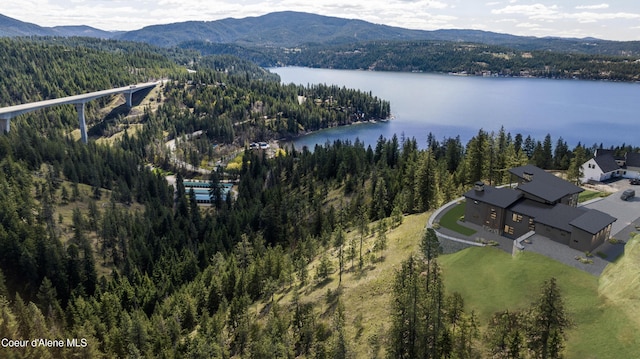 4663 E Plum Rd, Coeur Dalene, ID 83814 - aerial view of a heavily wooded area and a water and mountain view