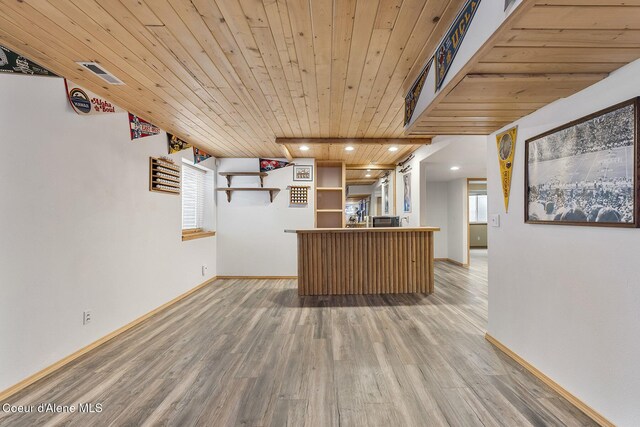 3025 N Sand Trap Way, Post Falls, ID 83854 - kitchen featuring open shelves, wooden ceiling, light wood-style flooring, baseboards, and recessed lighting