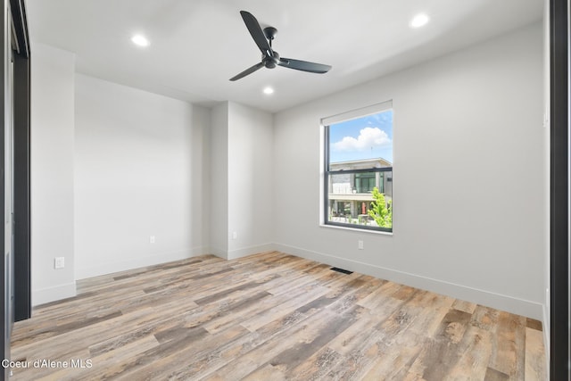 2888 W Lumber Ln, Coeur Dalene, ID 83814 - empty room with recessed lighting, ceiling fan, light wood-type flooring, and baseboards