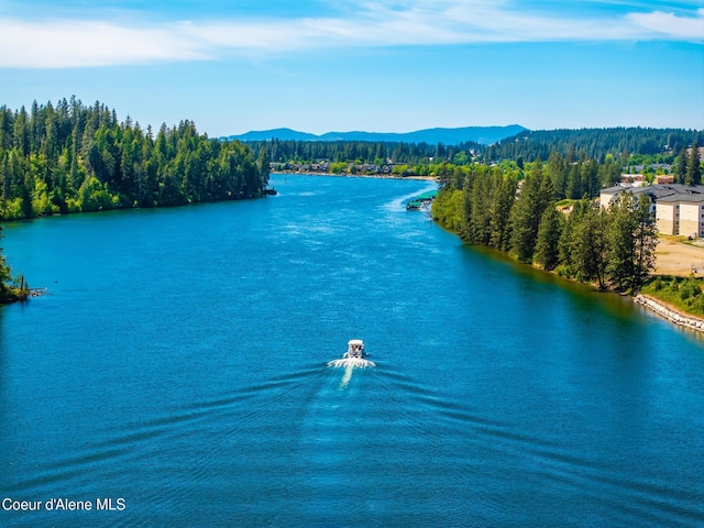 2888 W Lumber Ln, Coeur Dalene, ID 83814 - water view featuring a mountainous background and a forest