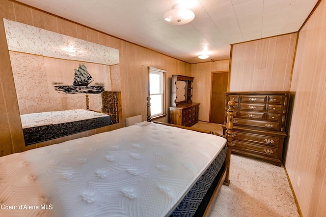 59A Creek Side Dr, Wallace, ID 83873 - bedroom with light colored carpet and wooden walls