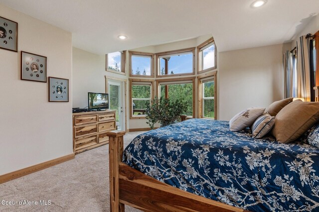 88 Fenway Dr, Sagle, ID 83860 - bedroom with carpet floors, baseboards, recessed lighting, and access to outside