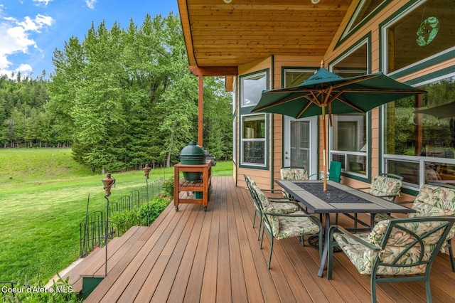 88 Fenway Dr, Sagle, ID 83860 - deck featuring a lawn and outdoor dining space