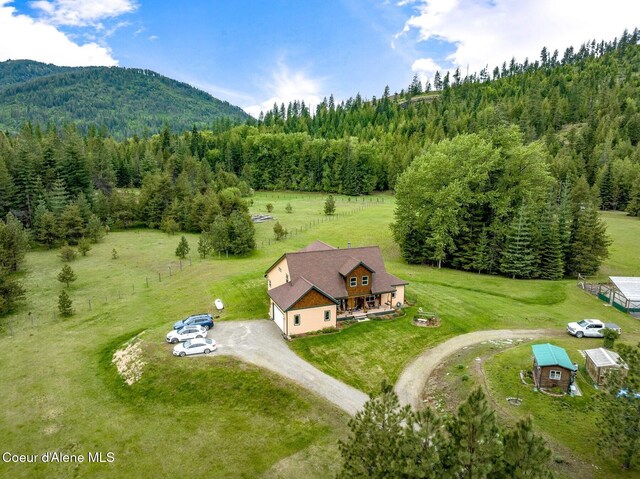 88 Fenway Dr, Sagle, ID 83860 - aerial view of property and surrounding area with a forest and a mountainous background