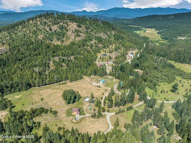 88 Fenway Dr, Sagle, ID 83860 - aerial view of property's location with a heavily wooded area and a mountain backdrop