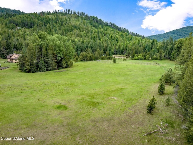 88 Fenway Dr, Sagle, ID 83860 - view of grassy yard featuring a forest view, a view of rural / pastoral area, and a mountain view