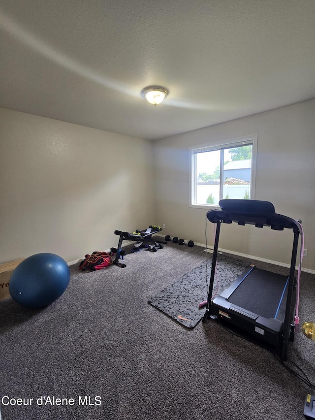 10566 N Seaside St, Hayden, ID 83835 - workout area featuring baseboards and carpet flooring