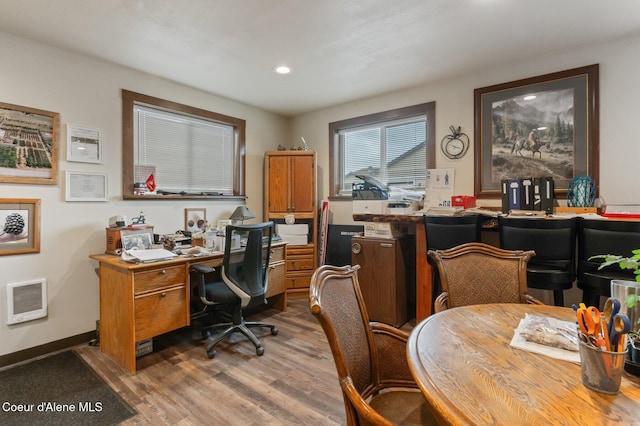 2795 Boekel Rd, Rathdrum, ID 83858 - office featuring wood finished floors, heating unit, recessed lighting, and baseboards