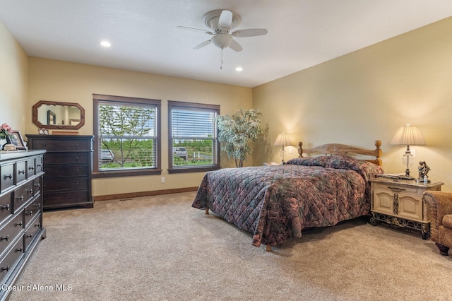 2795 Boekel Rd, Rathdrum, ID 83858 - bedroom featuring light colored carpet, a ceiling fan, and recessed lighting