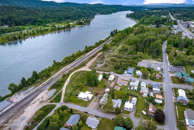 112 Washington St, Priest River, ID 83856 - aerial overview of property's location featuring a forest and a water and mountain view