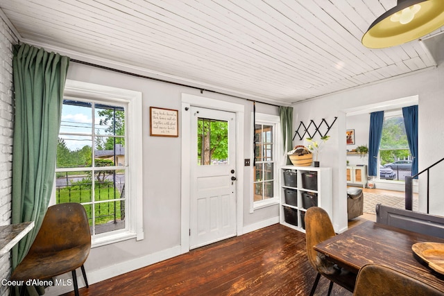 15152 N Mill St, Rathdrum, ID 83858 - foyer featuring hardwood / wood-style floors, plenty of natural light, wood ceiling, and baseboards
