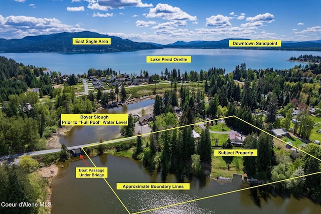659 Whiskey Jack Rd, Sandpoint, ID 83864 - view of property location with a water and mountain view and property parcel outlined