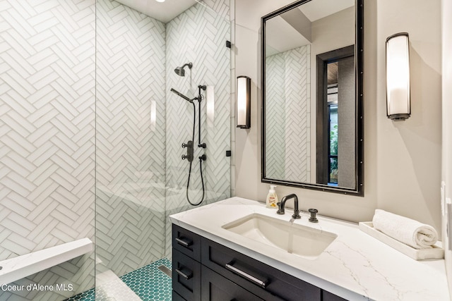 6361 S Cormorant Ct, Harrison, ID 83833 - bathroom with vanity and a tile shower
