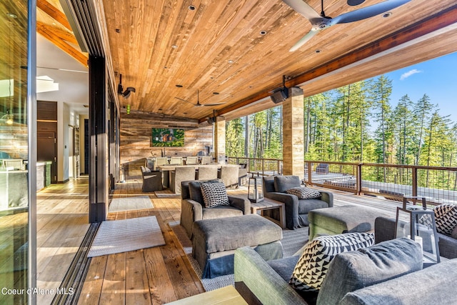 6361 S Cormorant Ct, Harrison, ID 83833 - wooden terrace with an outdoor living space and ceiling fan