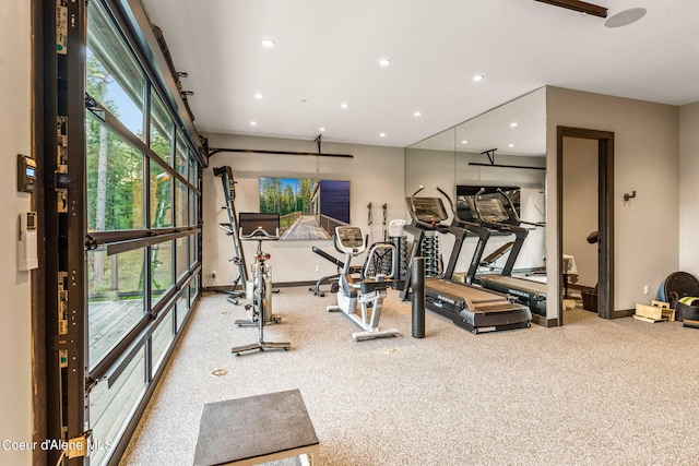 6361 S Cormorant Ct, Harrison, ID 83833 - exercise room with baseboards and recessed lighting