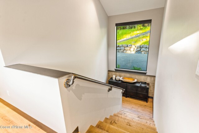 6361 S Cormorant Ct, Harrison, ID 83833 - staircase with wood finished floors