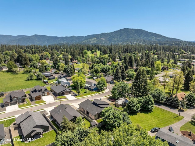 1456 E Ezra Ave, Hayden, ID 83835 - aerial perspective of suburban area featuring a mountainous background and a forest
