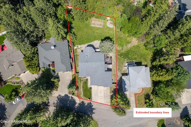 3061 E Lake Forest Dr, Hayden Lake, ID 83835 - aerial view of residential area with property parcel outlined
