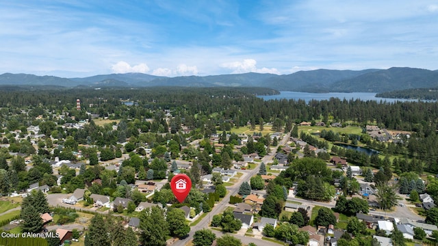 10016 N Zack Ct, Hayden, ID 83835 - bird's eye view of a water and mountain view and a heavily wooded area