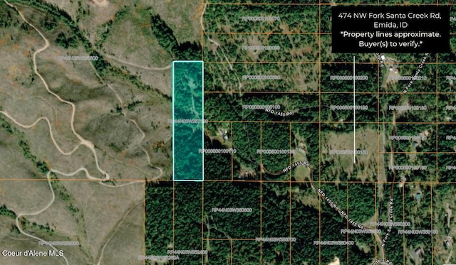 474 NW Fork Santa Creek Rd, Emida, ID 83861 - aerial map of property and surrounding area