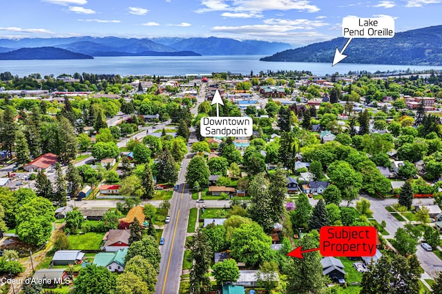 913 Cedar St, Sandpoint, ID 83864 - drone / aerial view of a water and mountain view
