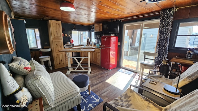 33671 N Macdonalds Unit 2Nd, Dock, Bayview, ID 83803 - living area with wooden ceiling and dark wood-style flooring