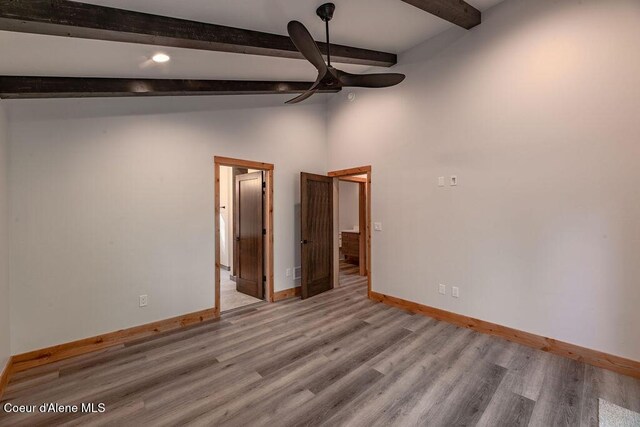 74 Wedge Ct, Priest Lake, ID 83856 - empty room featuring a ceiling fan, baseboards, and light wood-style flooring