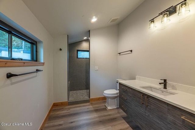 74 Wedge Ct, Priest Lake, ID 83856 - bathroom featuring plenty of natural light, toilet, walk in shower, vanity, and recessed lighting