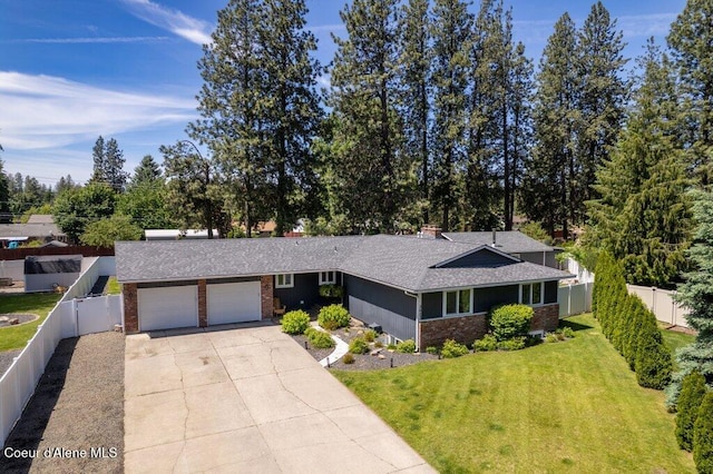 3623 W Hillcrest Cir, Coeur Dalene, ID 83815 - ranch-style house featuring an attached garage, driveway, brick siding, and a shingled roof