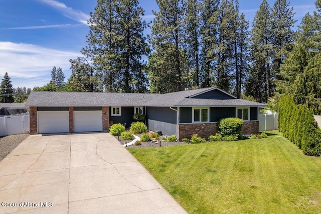 3623 W Hillcrest Cir, Coeur Dalene, ID 83815 - ranch-style house featuring a garage, brick siding, concrete driveway, and roof with shingles