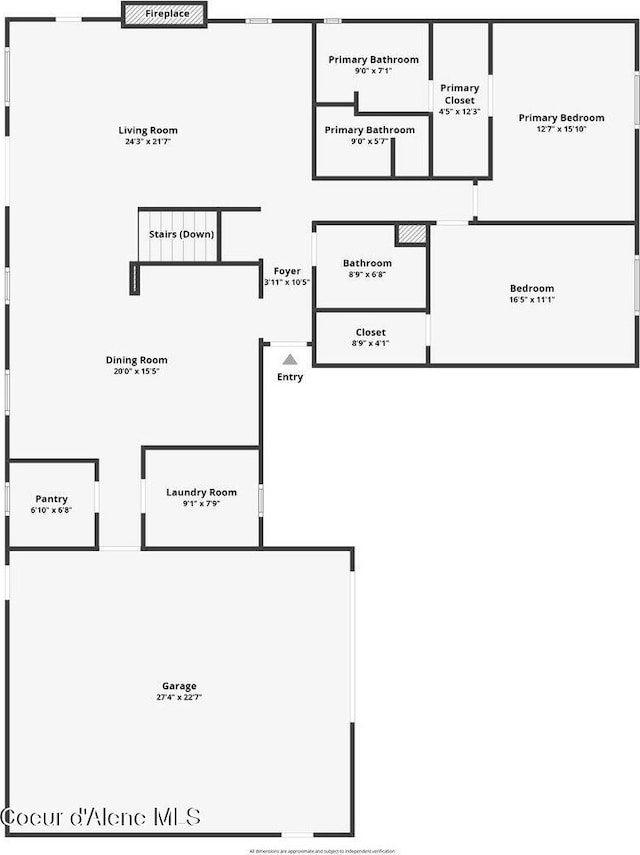 3623 W Hillcrest Cir, Coeur Dalene, ID 83815 - property floor plan