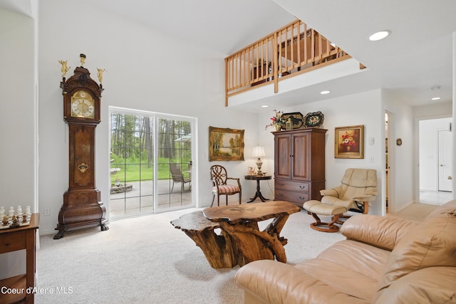 29808 N Caribou Ave, Athol, ID 83801 - carpeted living area featuring a high ceiling and recessed lighting