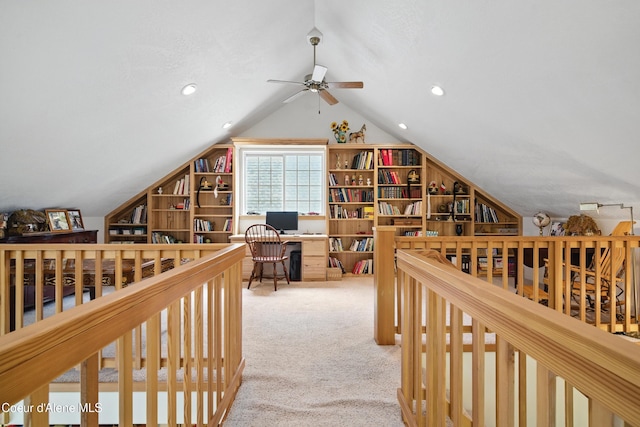 29808 N Caribou Ave, Athol, ID 83801 - carpeted office with lofted ceiling, a ceiling fan, and recessed lighting