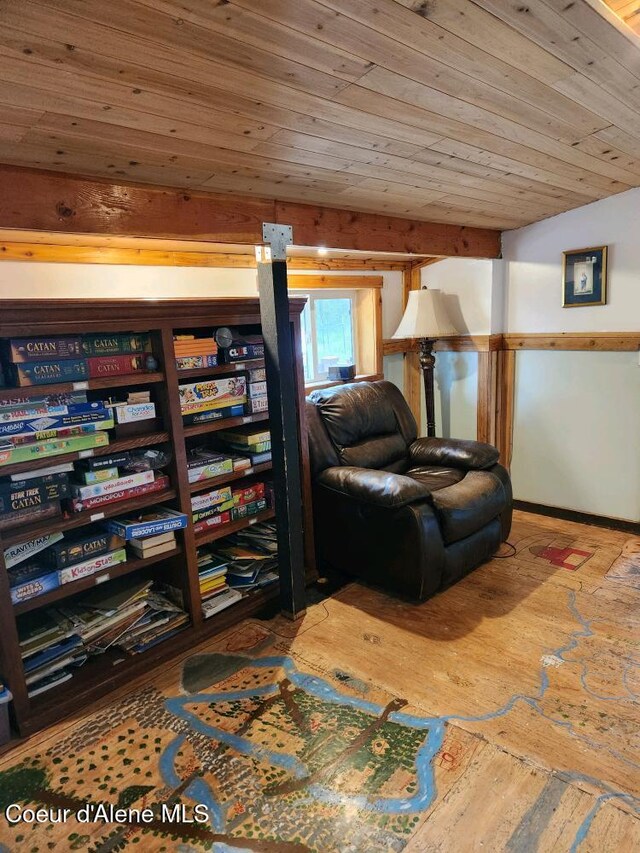 16488 N Atlas Rd, Rathdrum, ID 83858 - living area with hardwood / wood-style floors and wooden ceiling