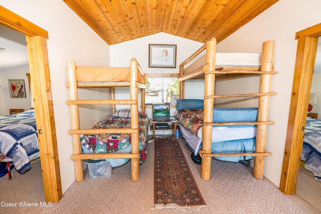 90 Bartoo Is Shr, Priest Lake, ID 83856 - carpeted bedroom featuring vaulted ceiling and wood ceiling