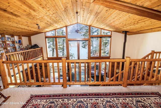 90 Bartoo Is Shr, Priest Lake, ID 83856 - detailed view of a ceiling fan, wood ceiling, and carpet floors
