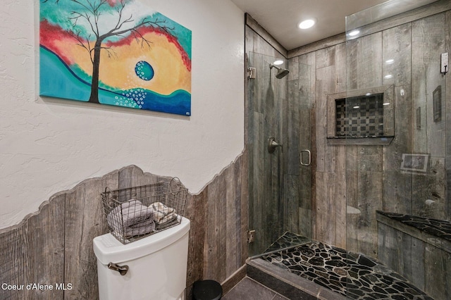 27294 N Clagstone Rd, Athol, ID 83801 - bathroom with toilet, a stall shower, and recessed lighting
