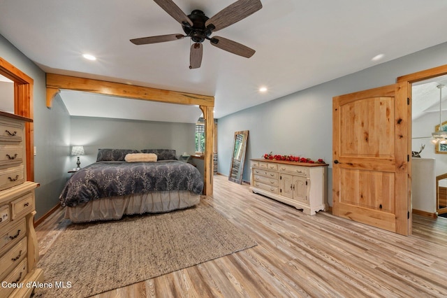 27294 N Clagstone Rd, Athol, ID 83801 - bedroom with wood finished floors, recessed lighting, and a ceiling fan