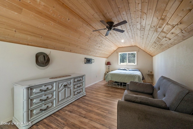 27294 N Clagstone Rd, Athol, ID 83801 - bedroom featuring wooden ceiling, lofted ceiling, wood finished floors, and baseboards